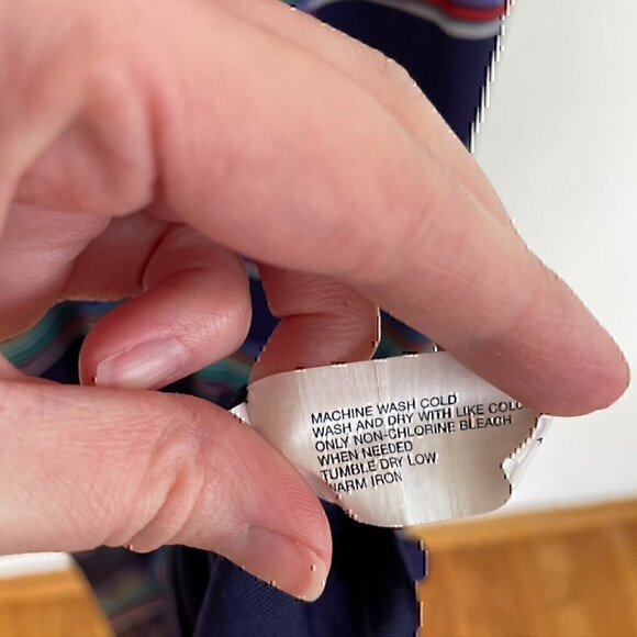 GAP Navy Blue Red White Multi Striped Sleeveless Tie Waist Blouson Maxi Dress M - Picture 7 of 12